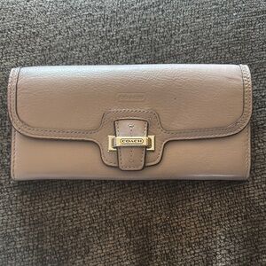 Coach Tan Leather Wallet with silver Clasp